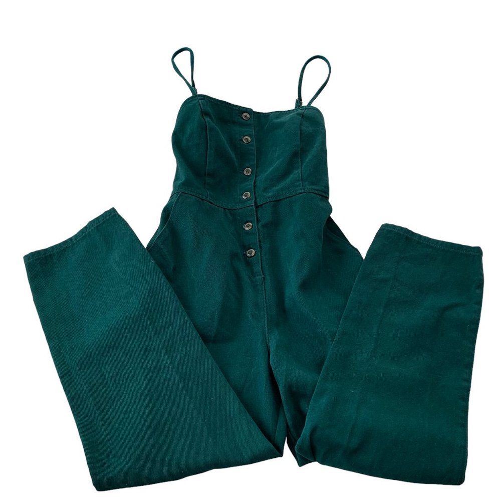 ASOS Women's Forest Green Denim Cropped Jumpsuit